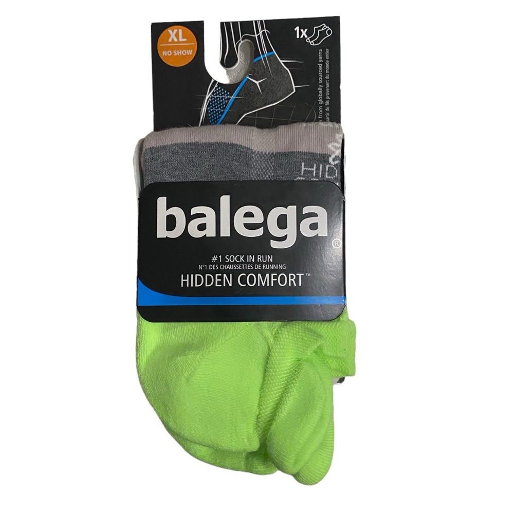 NEW BALEGA Hidden Comfort No Show Socks Mellow Lime All Terrain Trail Size XL